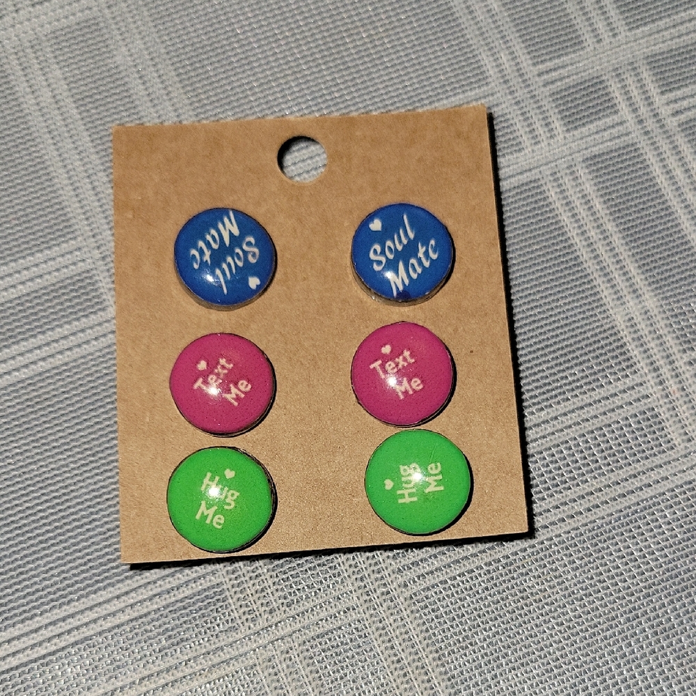 Fun Post Earrings- 3 Pairs